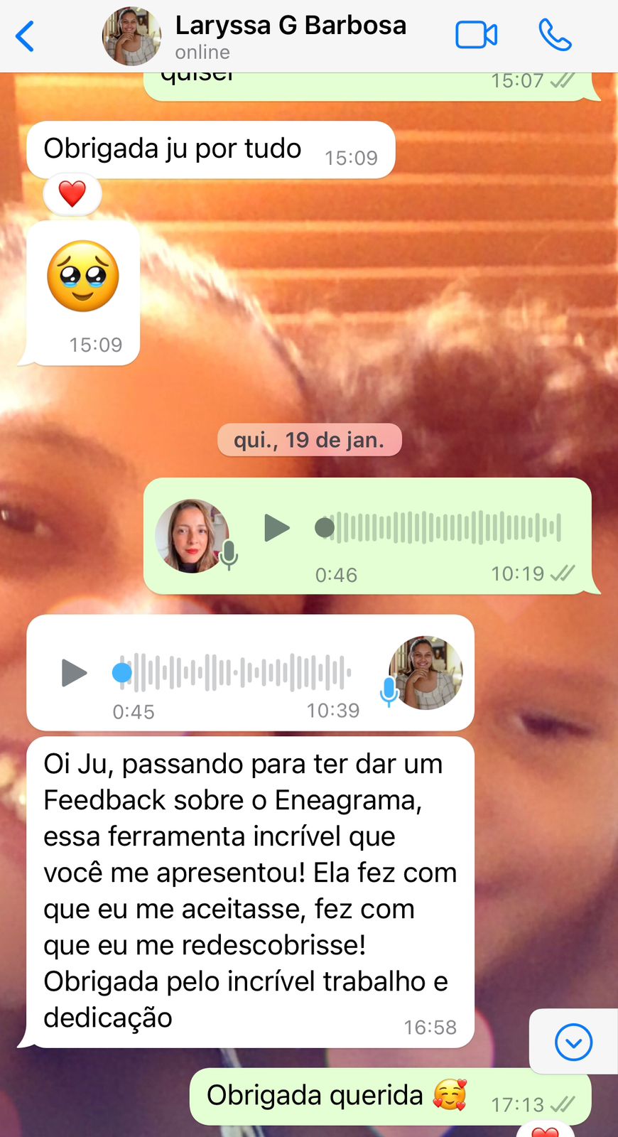 Depoimento de Laryssa sobre o trabalho com o Eneagrama